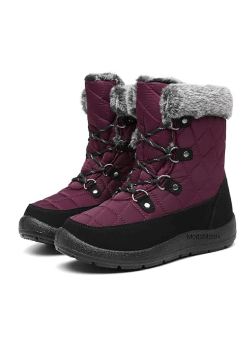 Womens Snow Boots Warm Fur Lined Waterproof Lace-Up Ankle Winter Booties